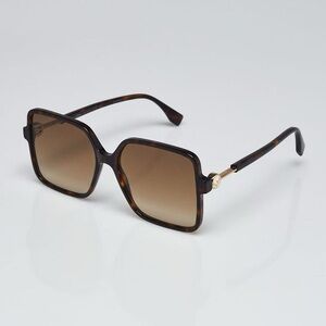 FENDI Tortoise Shell Acetate Square Frame Gradient Tint Sunglasses-FF 0411/S